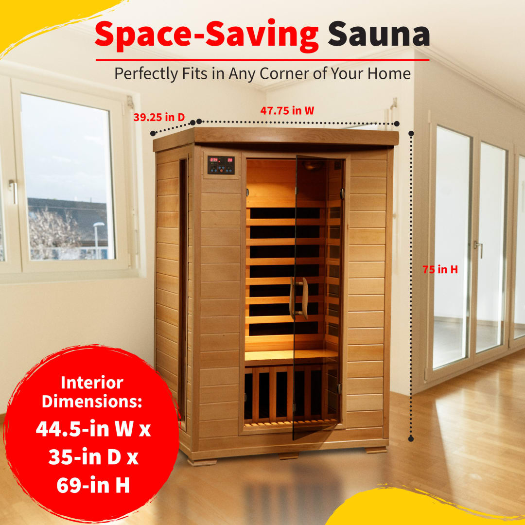 Coronado 2-Person Hemlock Deluxe Infrared Sauna with 6 Carbon Heaters