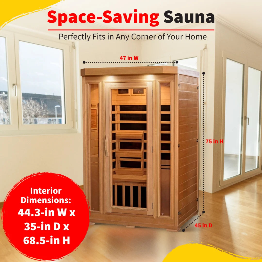 Sonoma 2-Person Hemlock Infrared Sauna with 6 Carbon Heaters