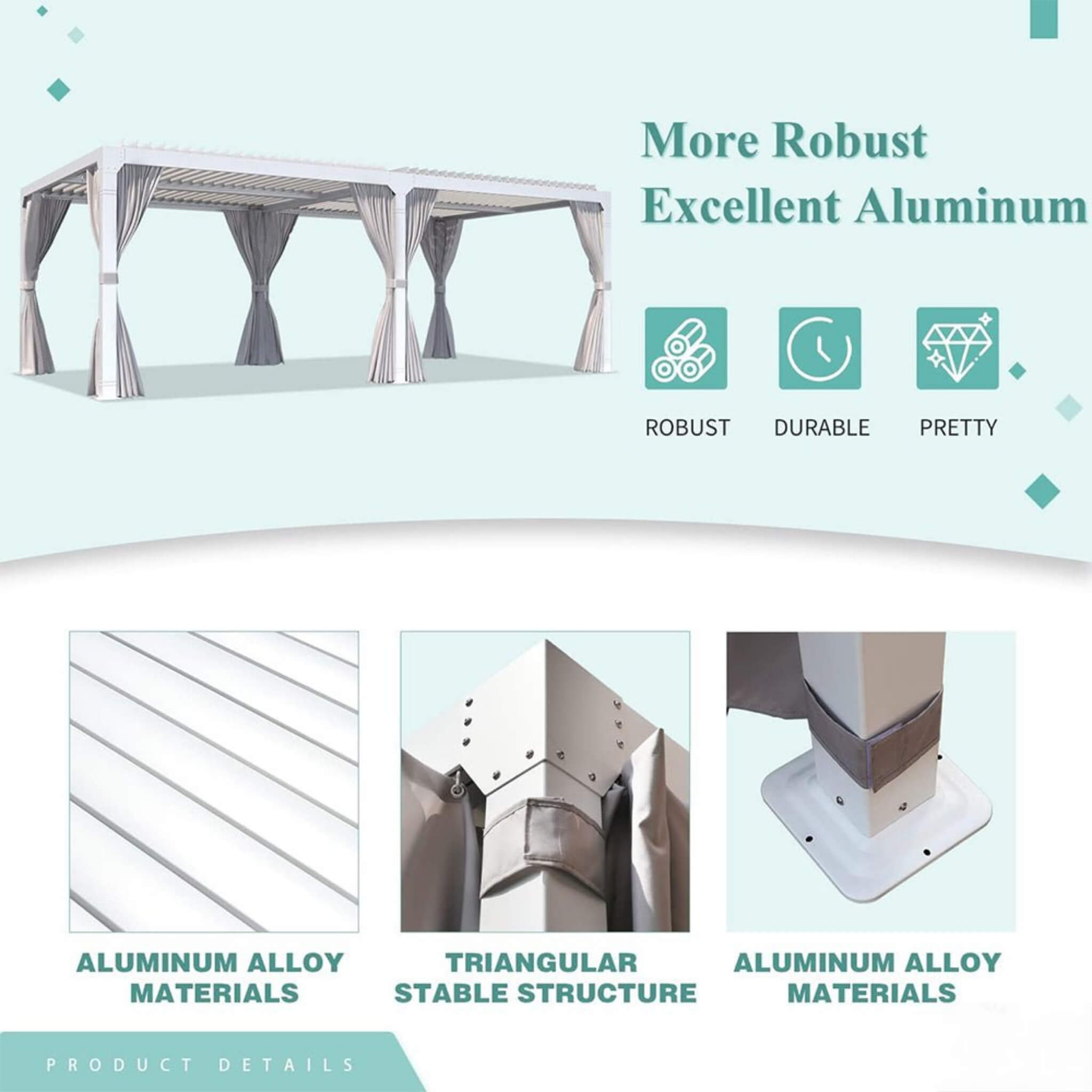 Alora Outdoor Hardtop Louvered Pergola With Adjustable Aluminum Rainproof Roof 12'x20' (SAK18625)