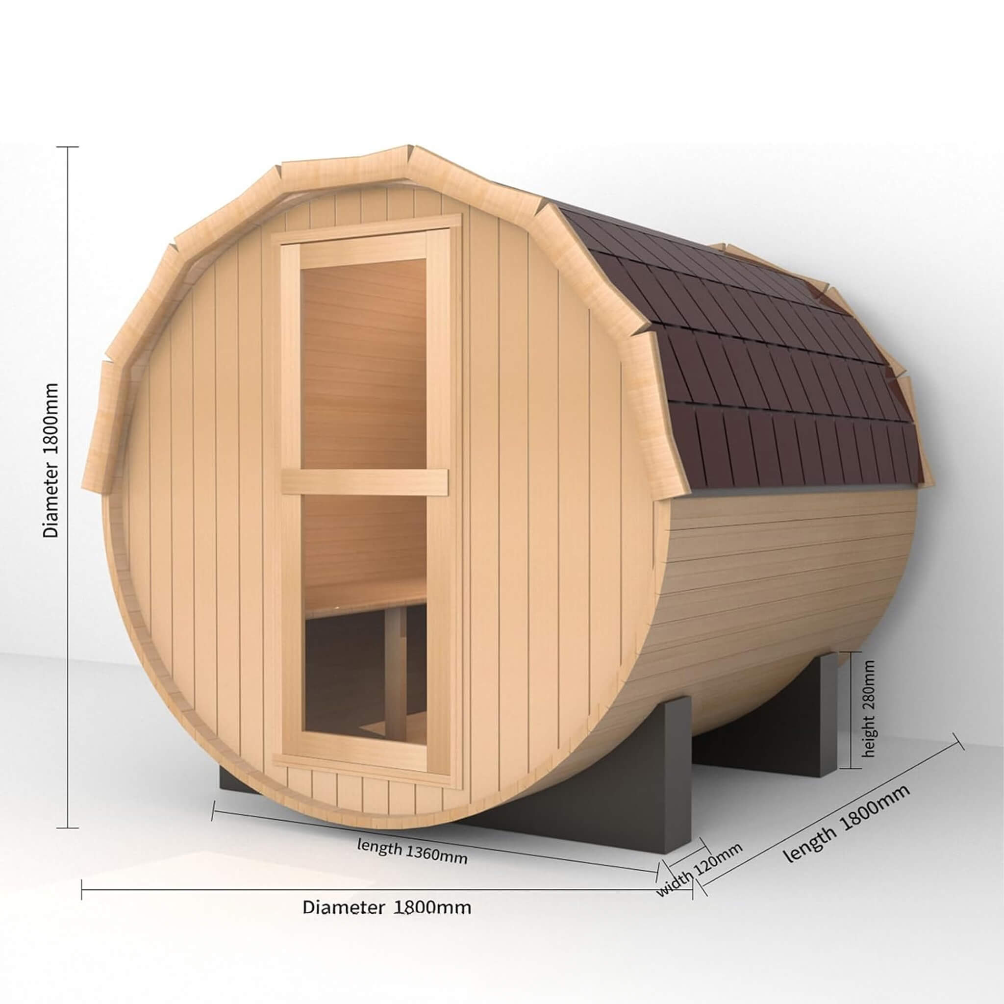 Thermora Haven Outdoor Pinewood Barrel Sauna Kit