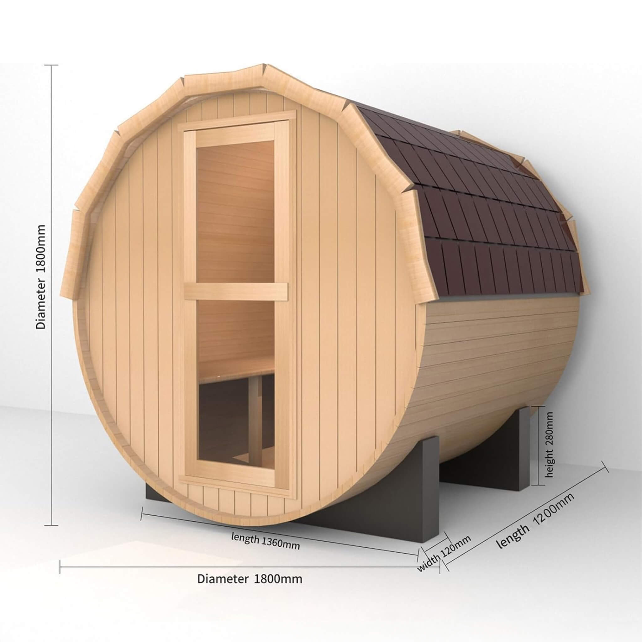 Thermora Haven Outdoor Pinewood Barrel Sauna Kit