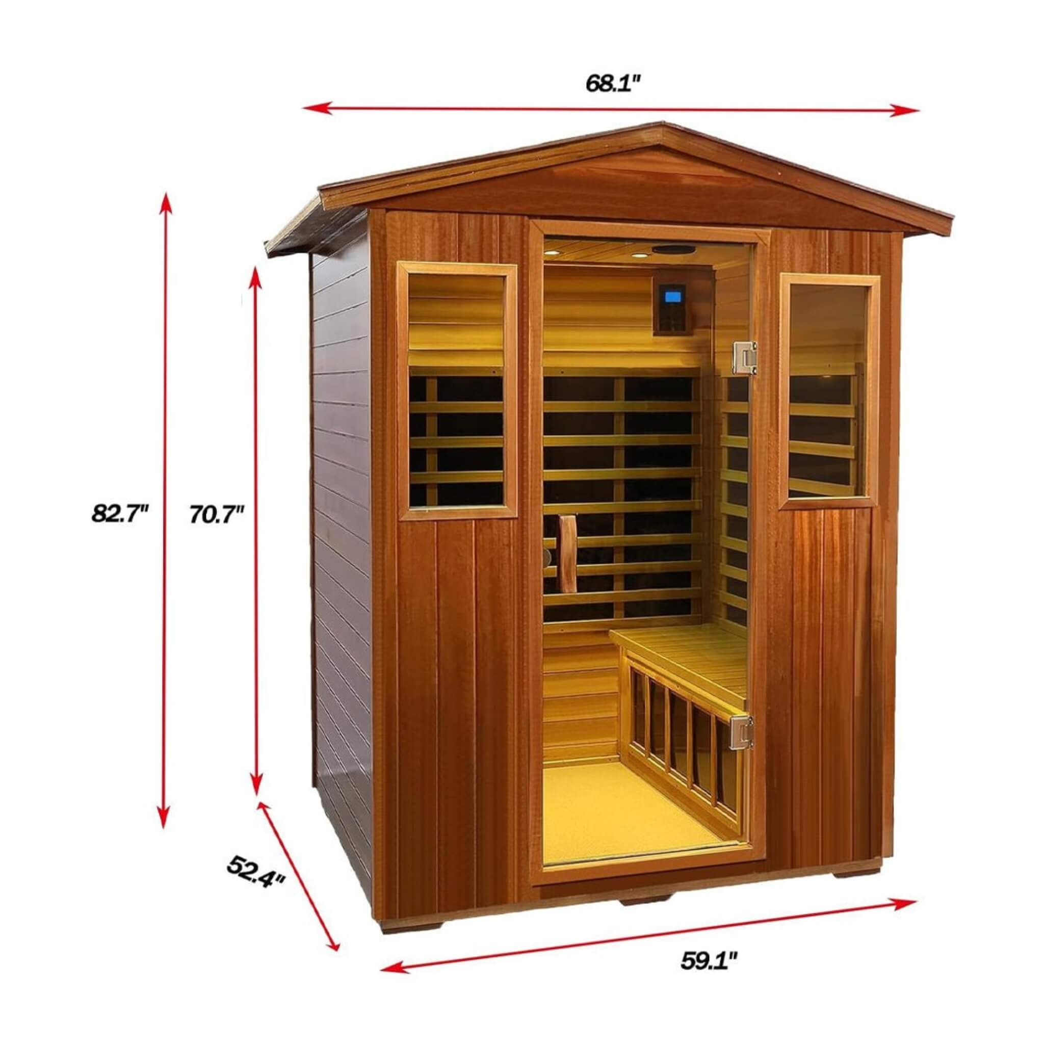 Premium 4-Person Luxury Low EMF Outdoor FAR Infrared Home Sauna With Bluetooth Audio, 2050W (SAK15372)