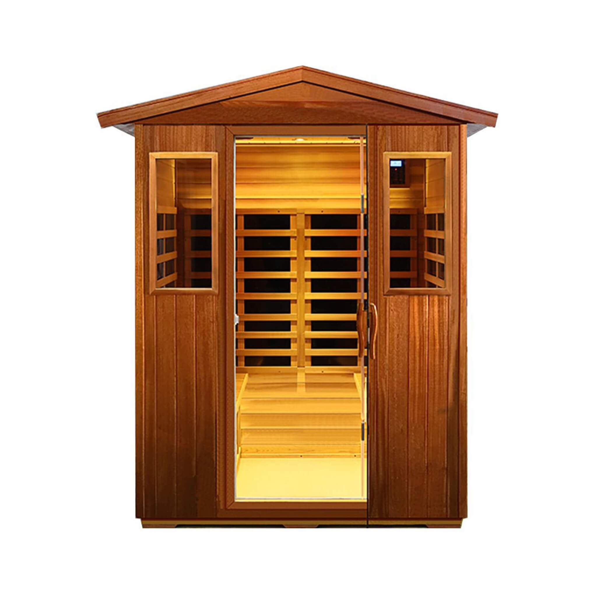 Premium 4-Person Luxury Low EMF Outdoor FAR Infrared Home Sauna With Bluetooth Audio, 2050W (SAK15372)