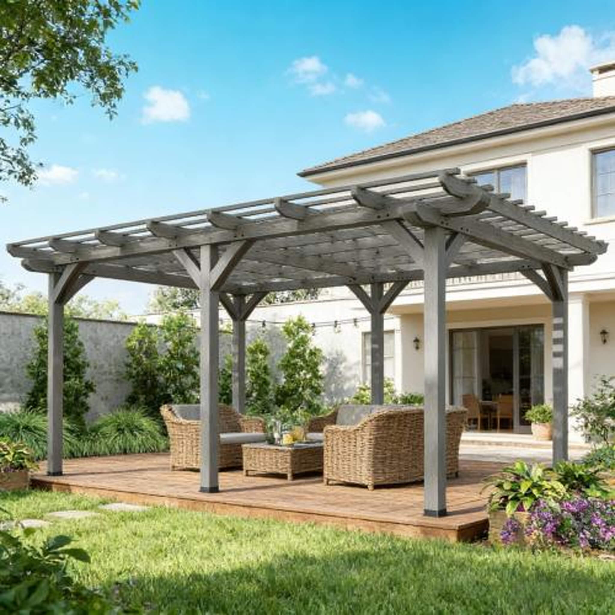 Premium Outdoor Wooden Grape Trellis Pergola 9'x12' (SAK18579)