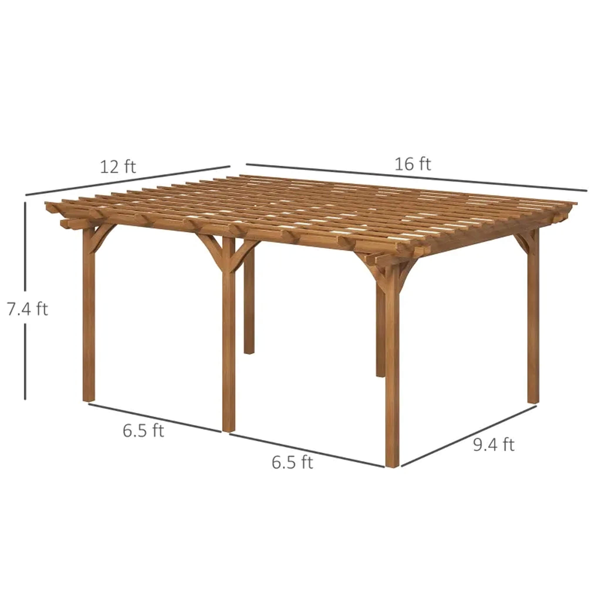 Premium Outdoor Wooden Grape Trellis Pergola 9'x12' (SAK18579)
