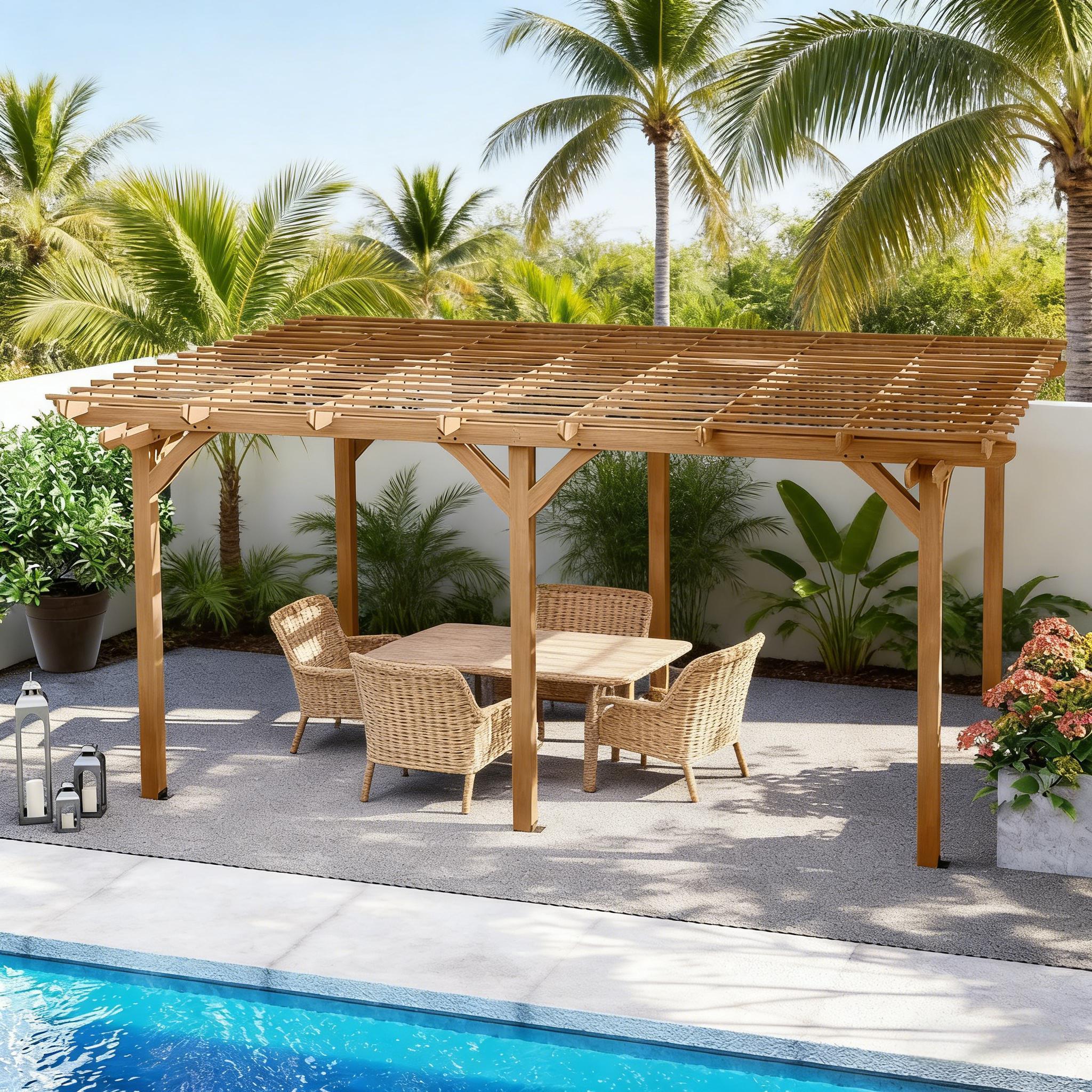 Premium Outdoor Wooden Grape Trellis Pergola 9'x12' (SAK18579)