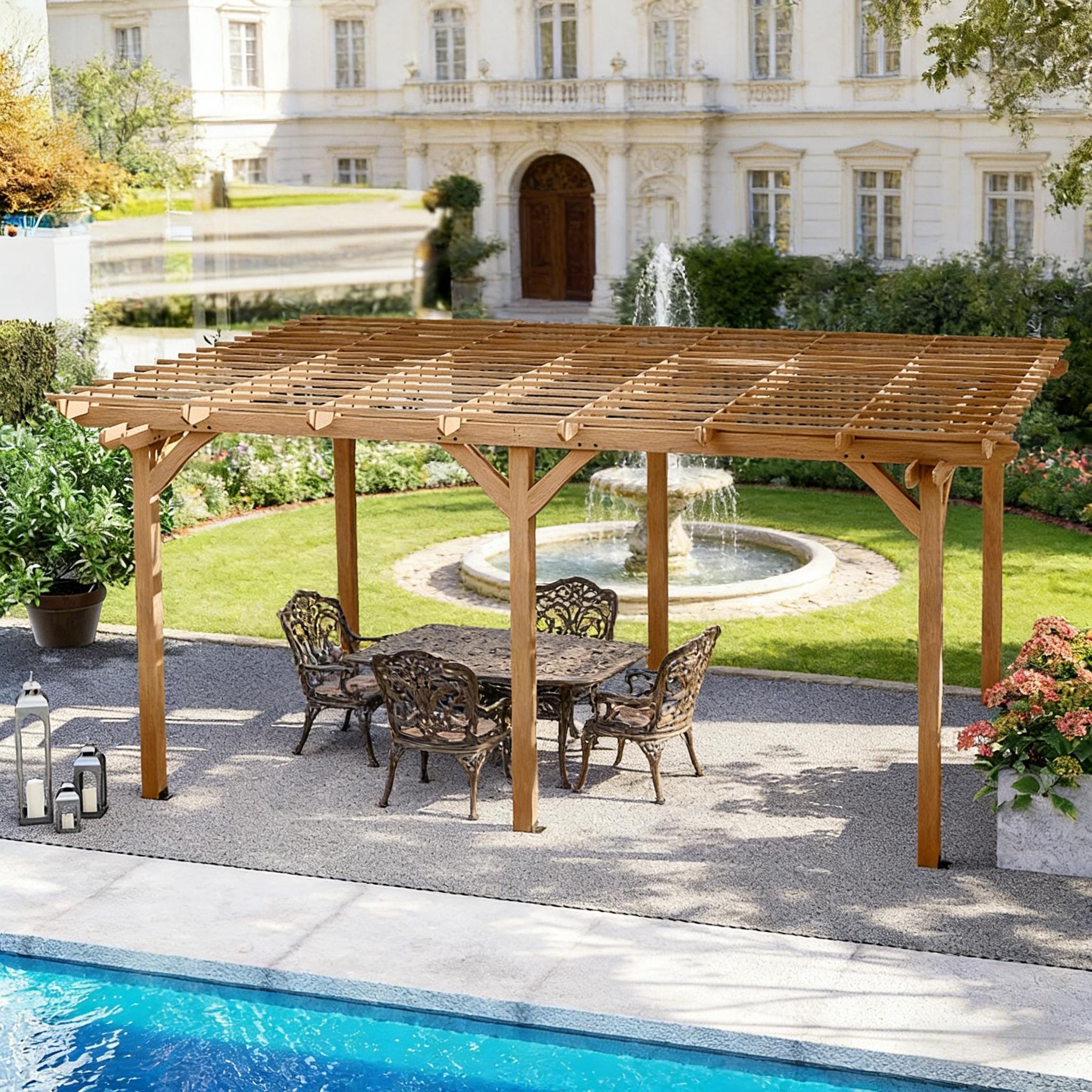 Premium Outdoor Wooden Grape Trellis Pergola 9'x12' (SAK18579)