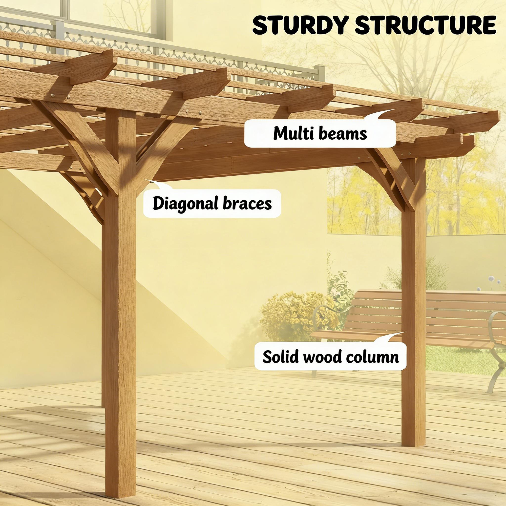 Premium Outdoor Wooden Grape Trellis Pergola 9'x12' (SAK18579)