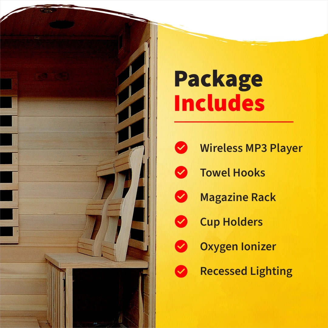 Monticello 4-Person Hemlock Infrared Sauna with 9 Carbon Heaters