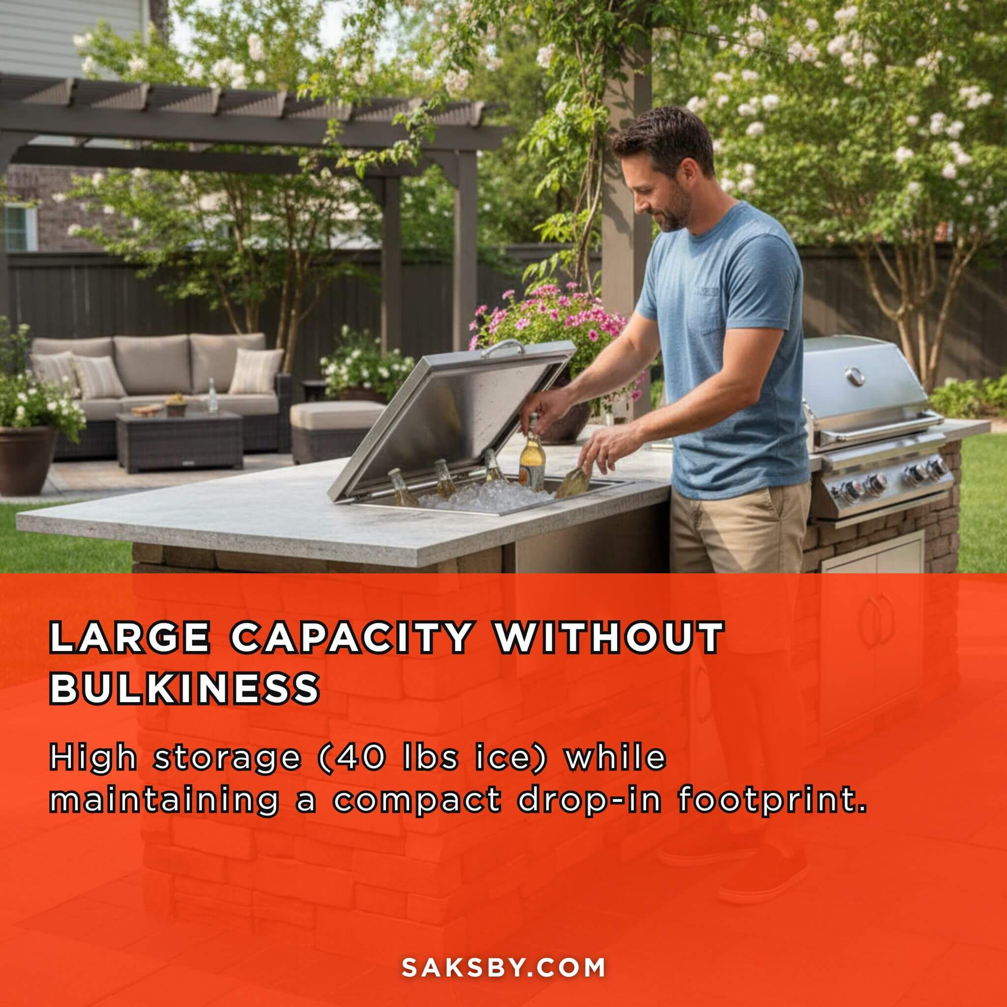 Summerset 28-Inch Wide Drop-In Ice Cooler With 40 lb Capacity [SSIC-28]