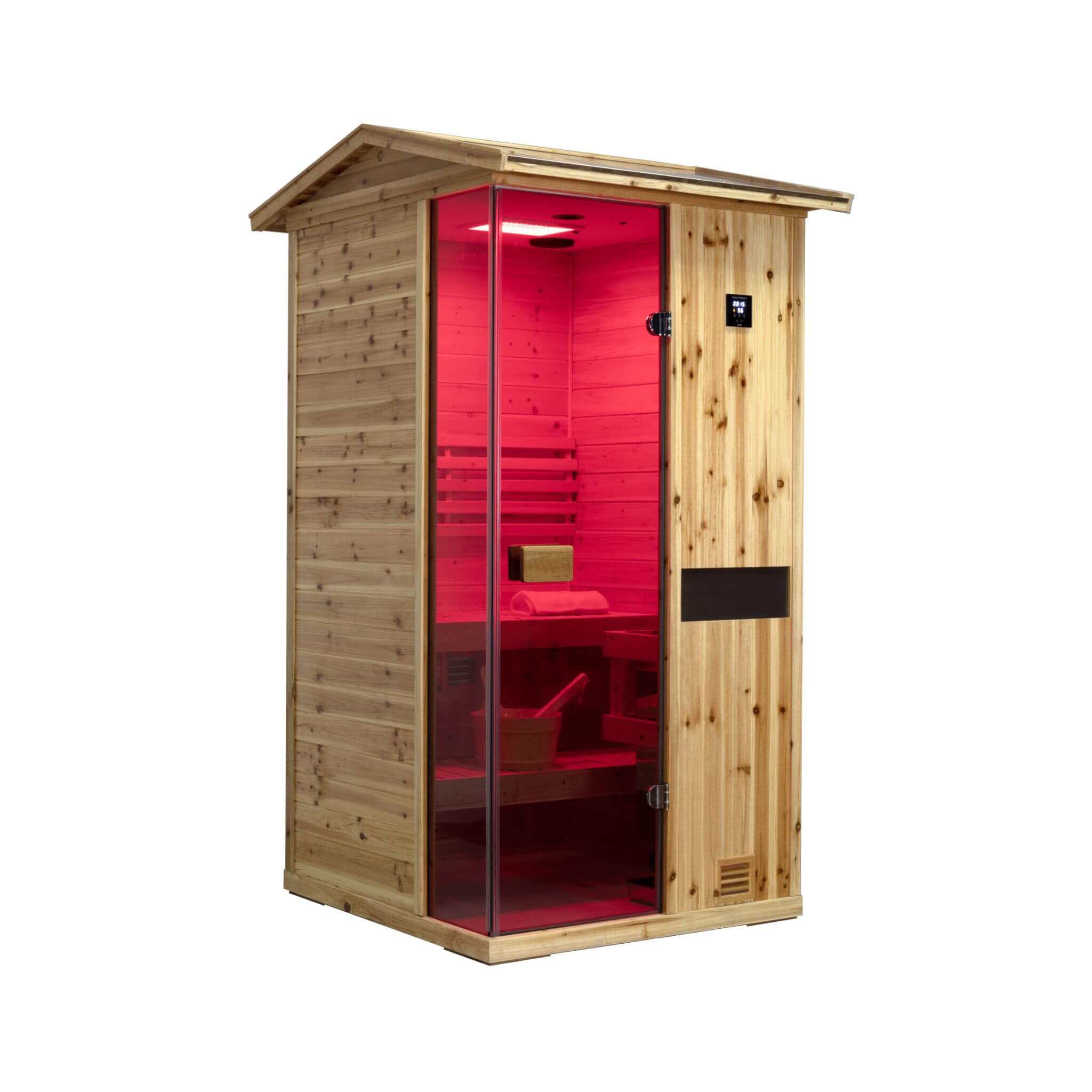 Thermora Nova 1-Person Outdoor Weather-Resistant Traditional Wooden Steam Sauna Room (SAK71642)