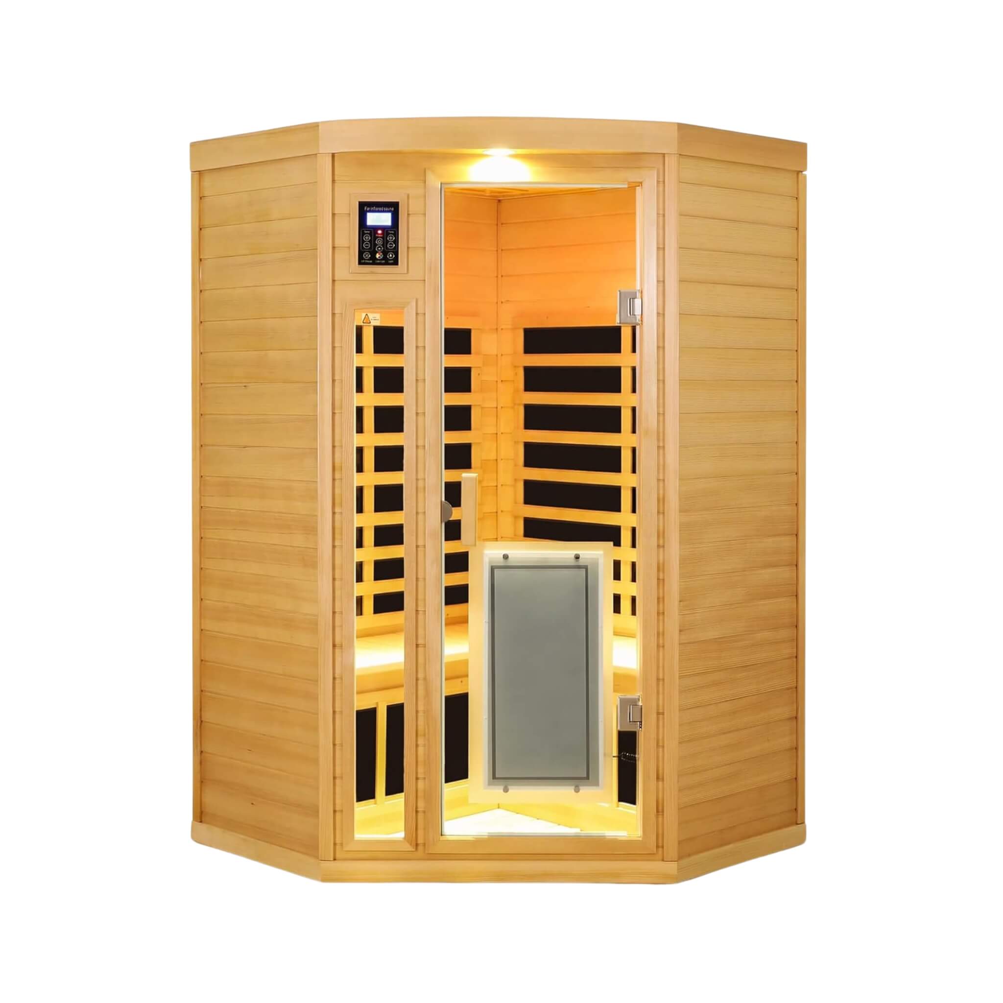 Premium 2-Person Corner Space Infrared Wooden Sauna Room With Bluetooth Speakers, 1600W (SAK81524)