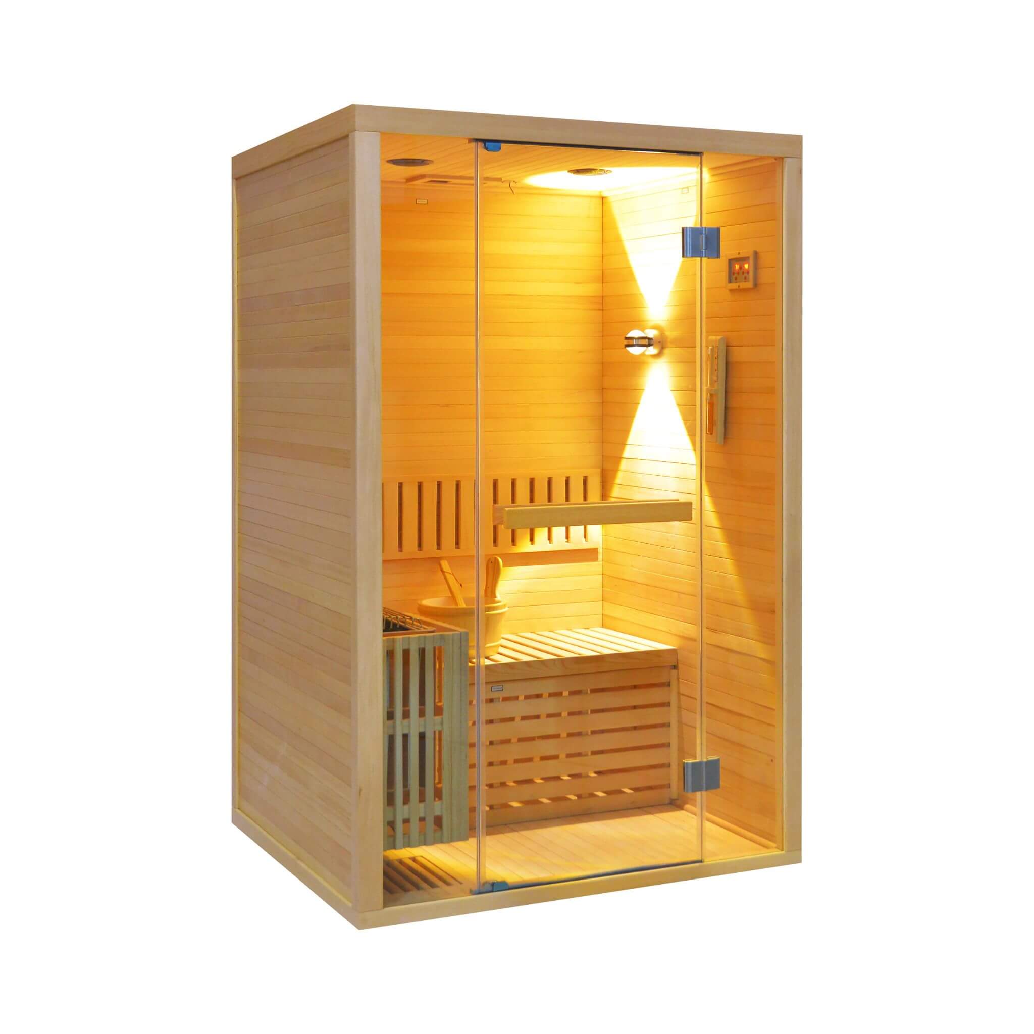 Thermora Alpine Premium 2-Person 3KW Hemlock Wood Sauna With LED Wall Light (SAK28471)