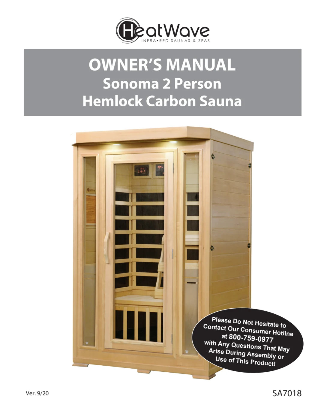 Sonoma 2-Person Hemlock Infrared Sauna with 6 Carbon Heaters
