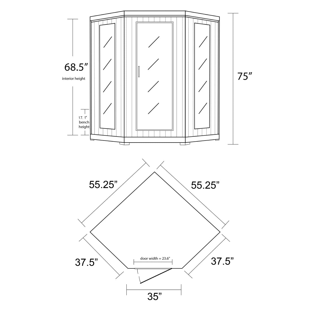 Sonoma 3-Person Hemlock Infrared Corner Sauna with 7 Carbon Heaters