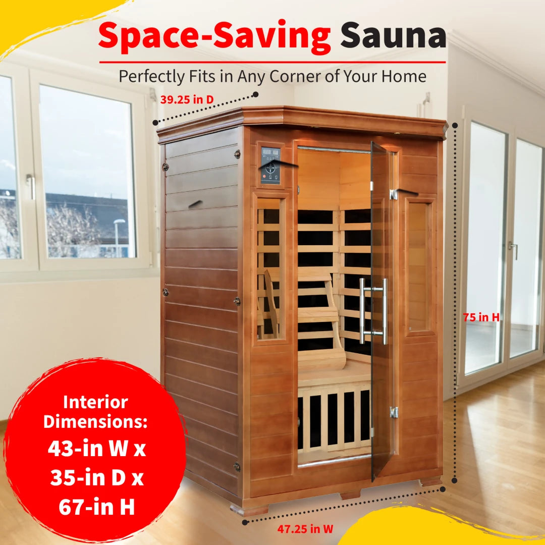 2-Person Hemlock Premium Infrared Sauna with 6 Carbon Heaters