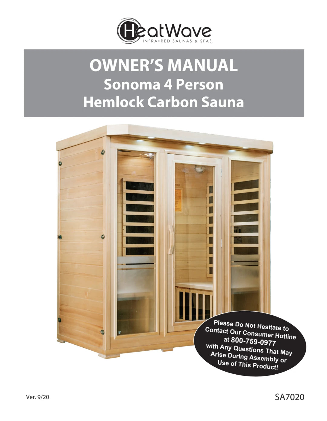 Sonoma 4-Person Hemlock Infrared Sauna with 9 Carbon Heaters