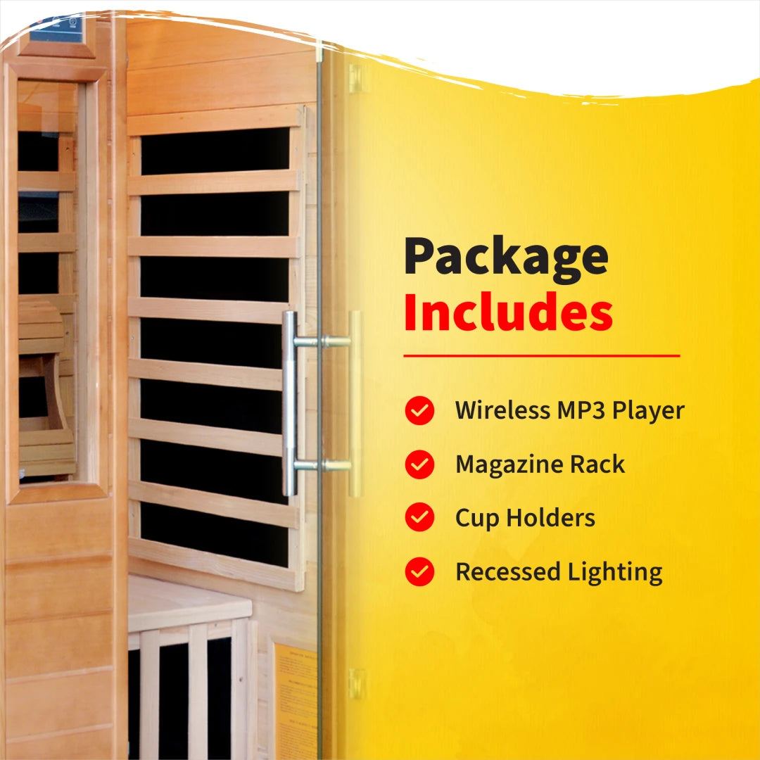 1-2 Person Hemlock Infrared Sauna with 5 Carbon Heaters