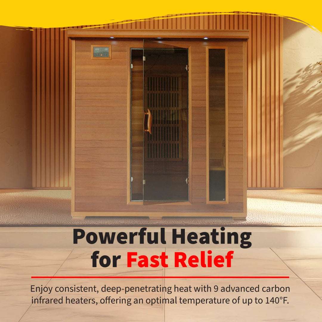 Santa Fe 3-Person Hemlock Corner Infrared Sauna with 7 Carbon Heaters